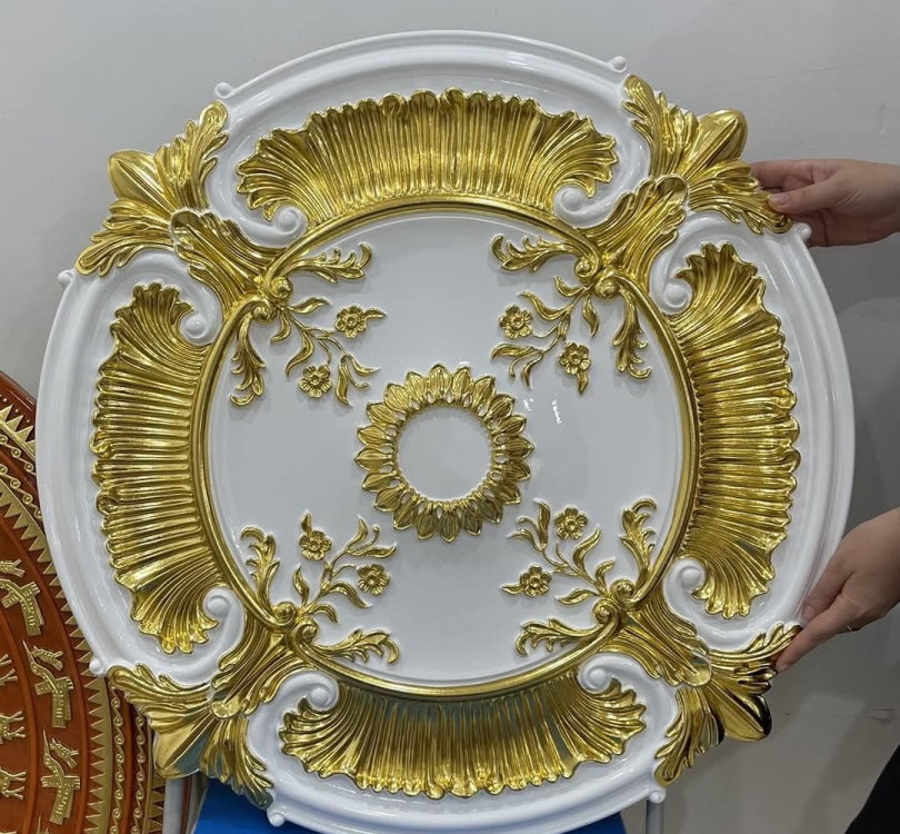 Mâm nhựa giả gỗ_7134_Trắng dát nhiều vàng